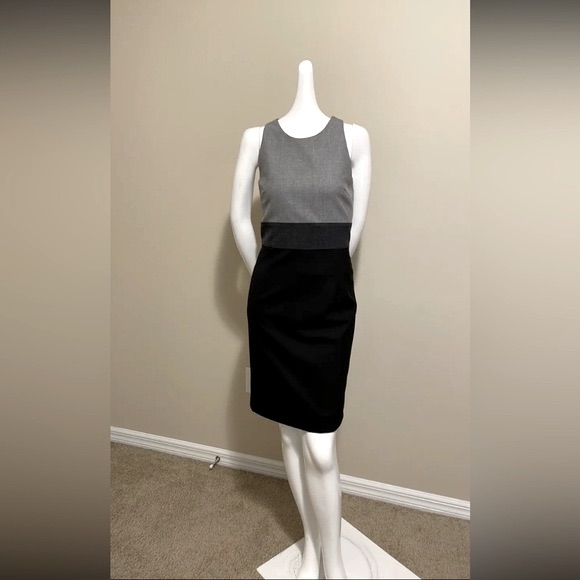 Pink Tartan Grey Black Color Block Wool Fully Lined Sheath Dress Size 4